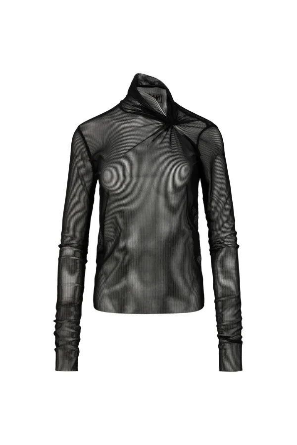 PULLED NECK LONG SLEEVE BLACK