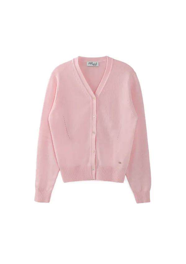 Mused Cashmere V-Neck Cardigan - Pale Pink
