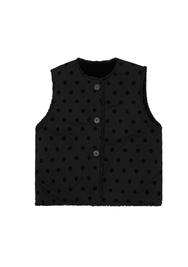 Mused Reversible Fur Vest - Black Dot