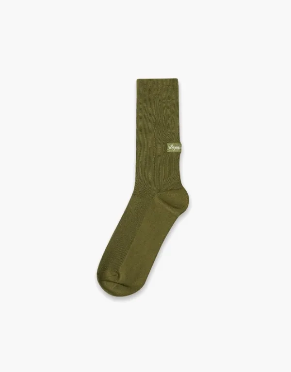 cursive logo socks - olive