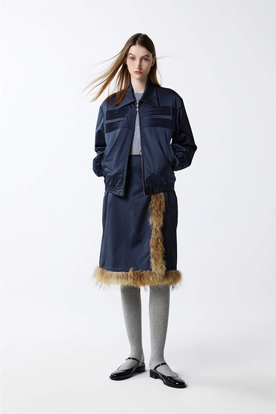 지수리 Pintuck jacket - Navy 상품 이미지 3