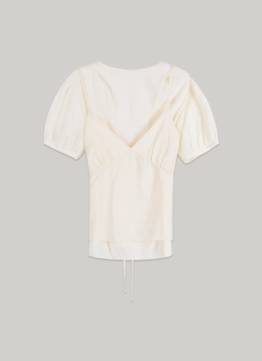 아워코모스 comos 1476 drape neck blouse layered  camisole set-up (butter cream) 상품 이미지 1