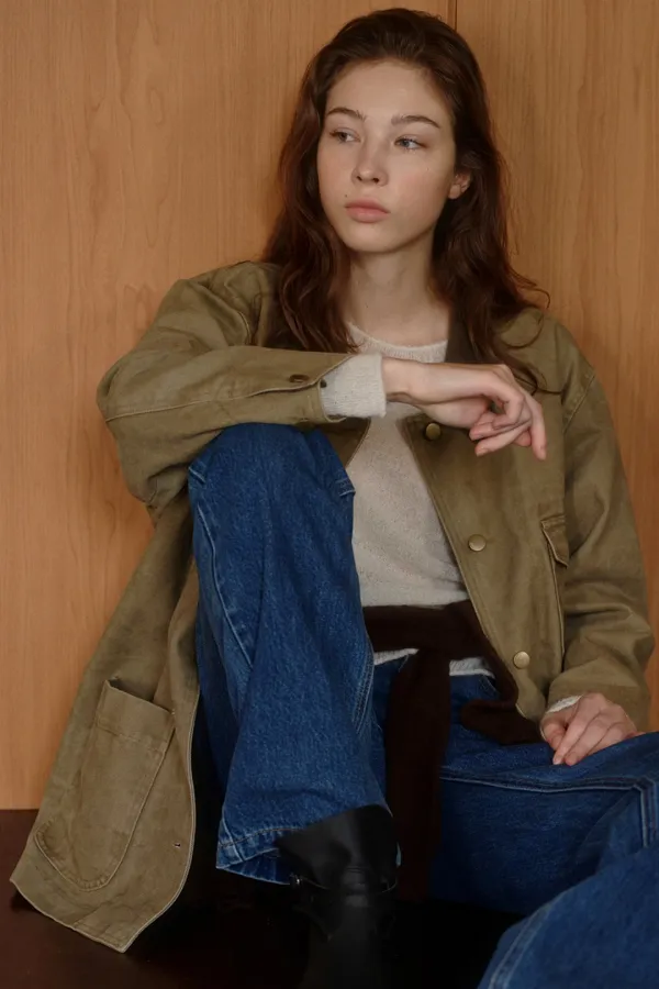 vintage cotton work jacket (vintage beige)