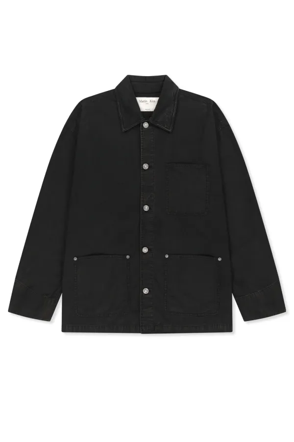 VINTAGE WAXED WORK JACKET IN BLACK