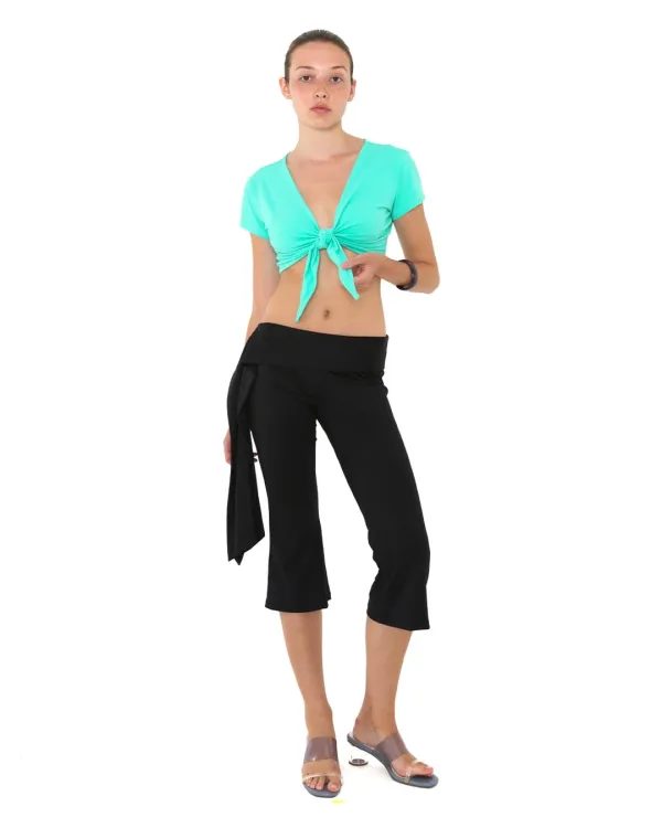 TIE FRONT BOLERO TOP, MINT