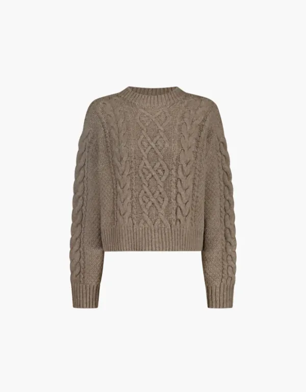 cable semi crop pullover - oatmeal