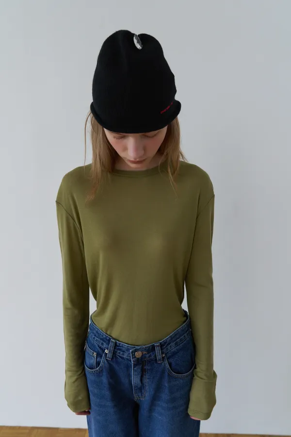 SOFT WOOL TENCEL T-SHIRT_OLIVE