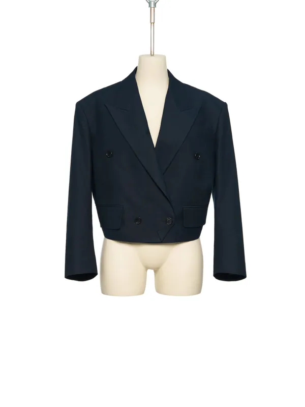 PS26 NAVY CROPPED DOUBLE JACKET
