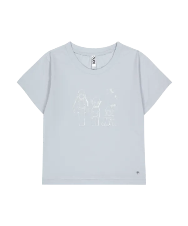 OJOS x NOITOW SHU Graphic Crop T-shirt / Blue