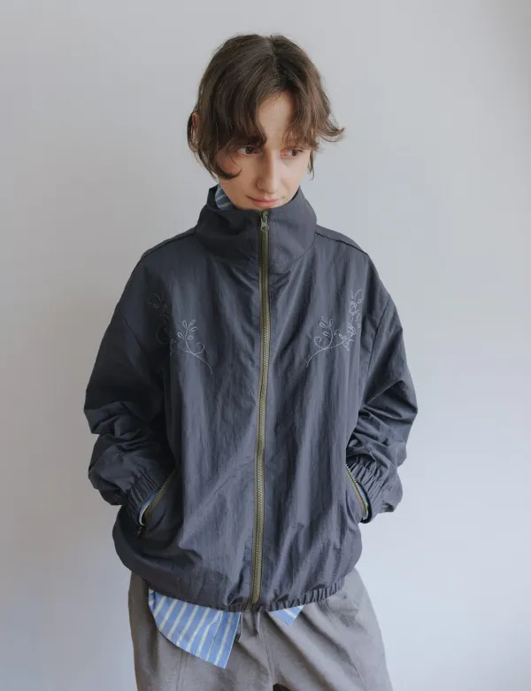 Louise Embroidery Blouson (Charcoal)