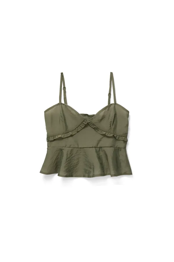 Olive organza blouse_khaki