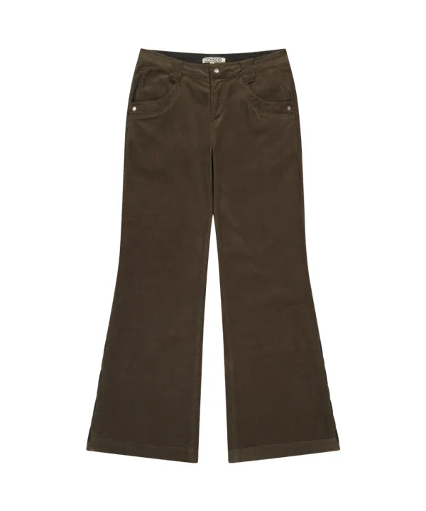 LEAF CUT CORDUROY PANTS BROWN