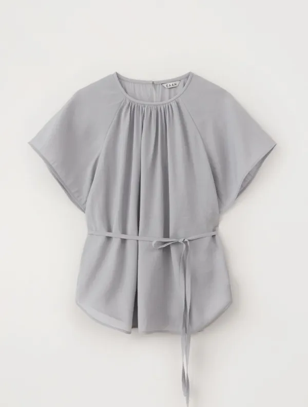 Greta Shirring Blouse (Pale Blue)