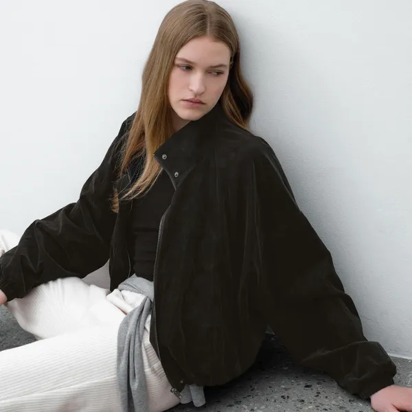 (Z-JP-591)GLOSSY TWILL HIGH NECK JUMPER
