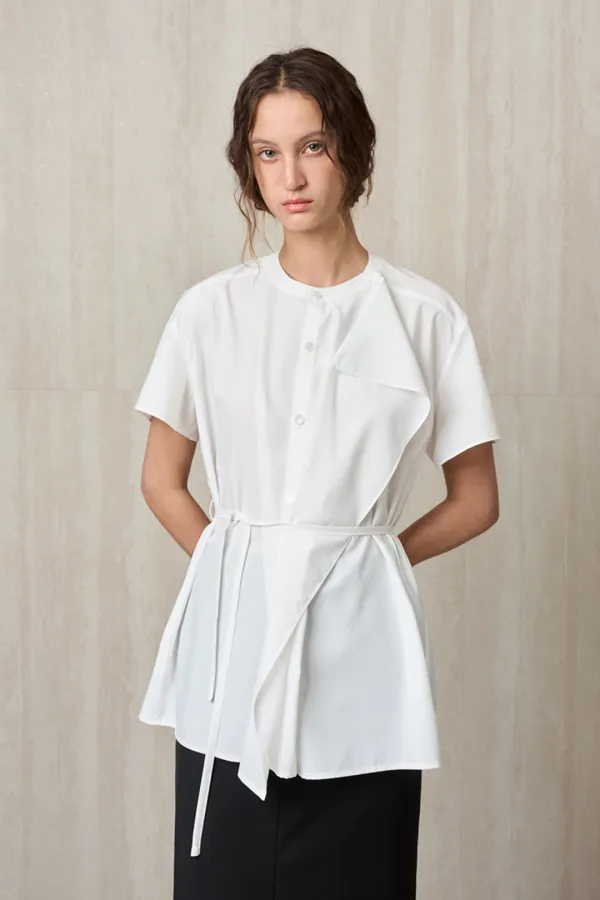 RUFFLE DETAIL SHIRT BLOUSE WHITE