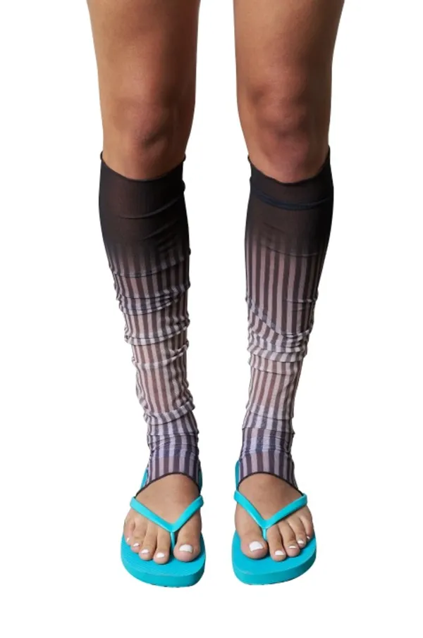 Light Stripe Mesh  Leg Warmers, Long (3rd Restock)