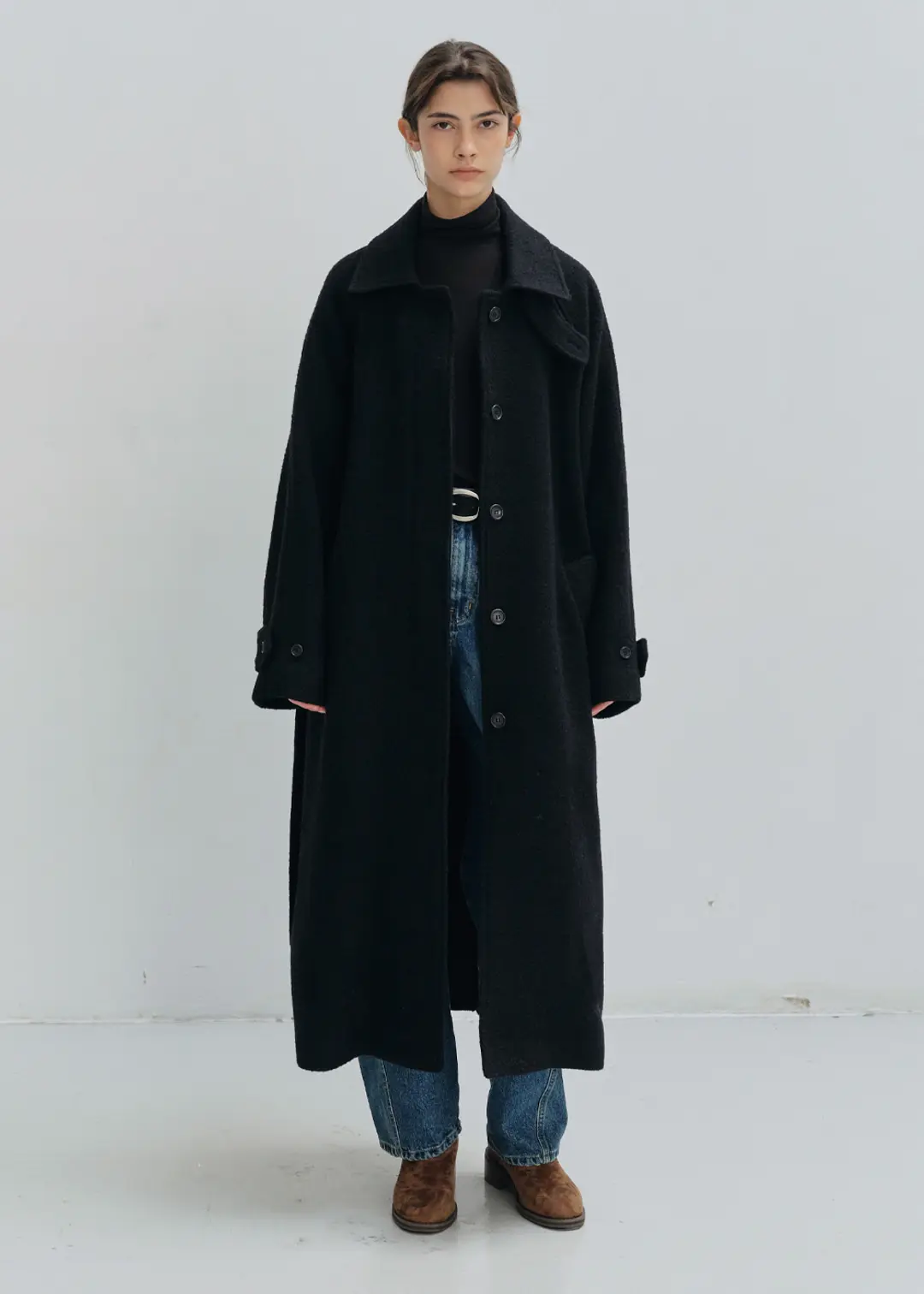 블루브릭 Balmacaan boucle coat (black) 상품 이미지 2