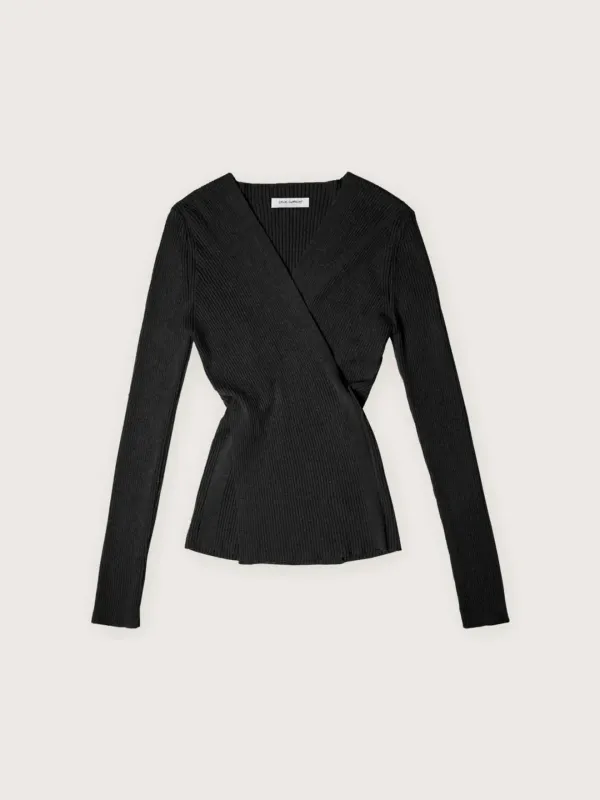 comos 1324 cross V-neck knit (black)