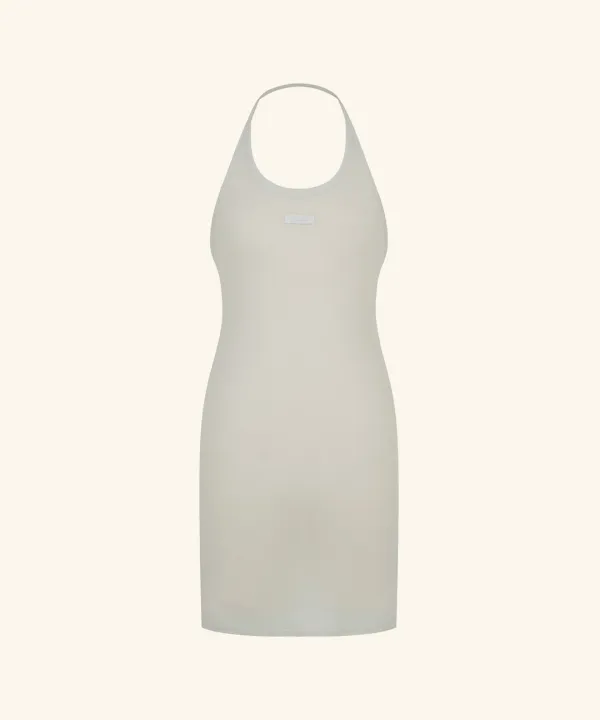 Letters Halterneck Layered Dress (Light Grey)