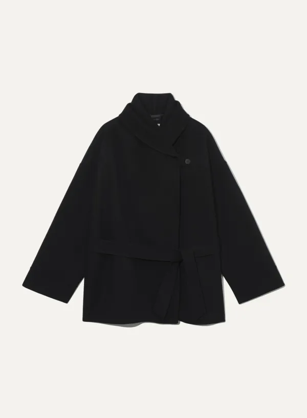 Saga Cashmere Half-Coat Black
