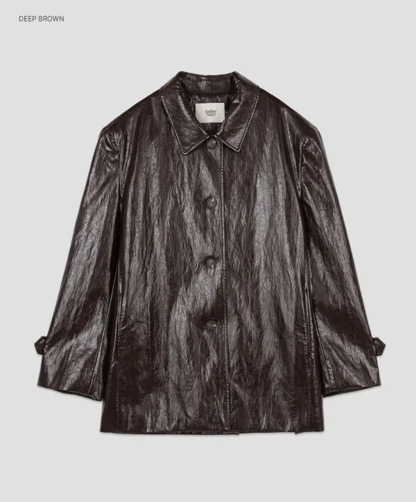 (JK-3047)LEATHER SINGLE HALF JACKET