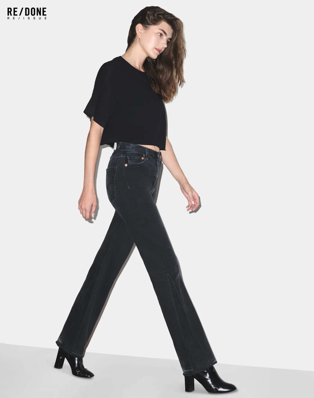 리던 90s Cropped Easy Tee - Black 상품 이미지 3