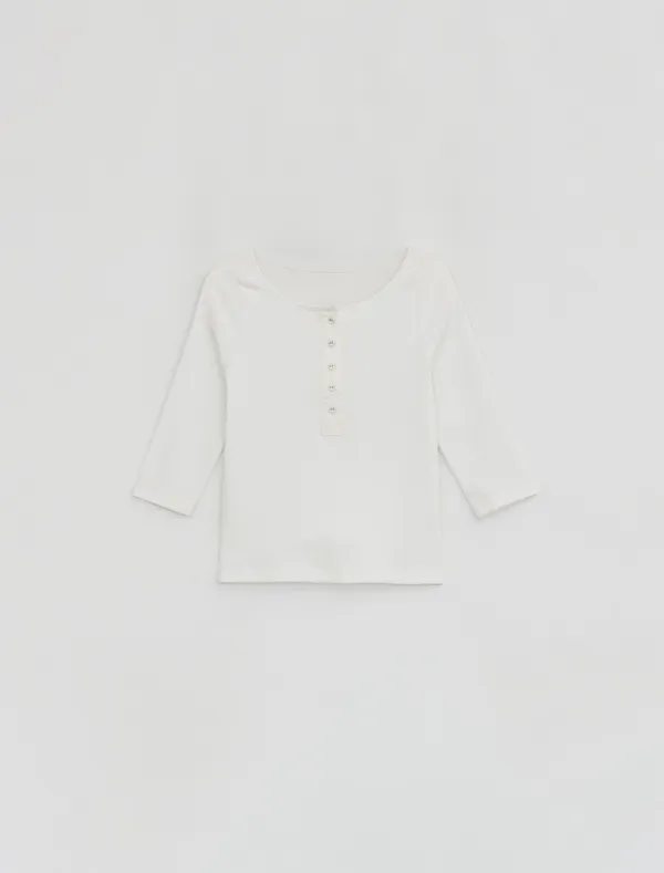 [1st REORDER] HENLEY NECK TOP [WHITE]