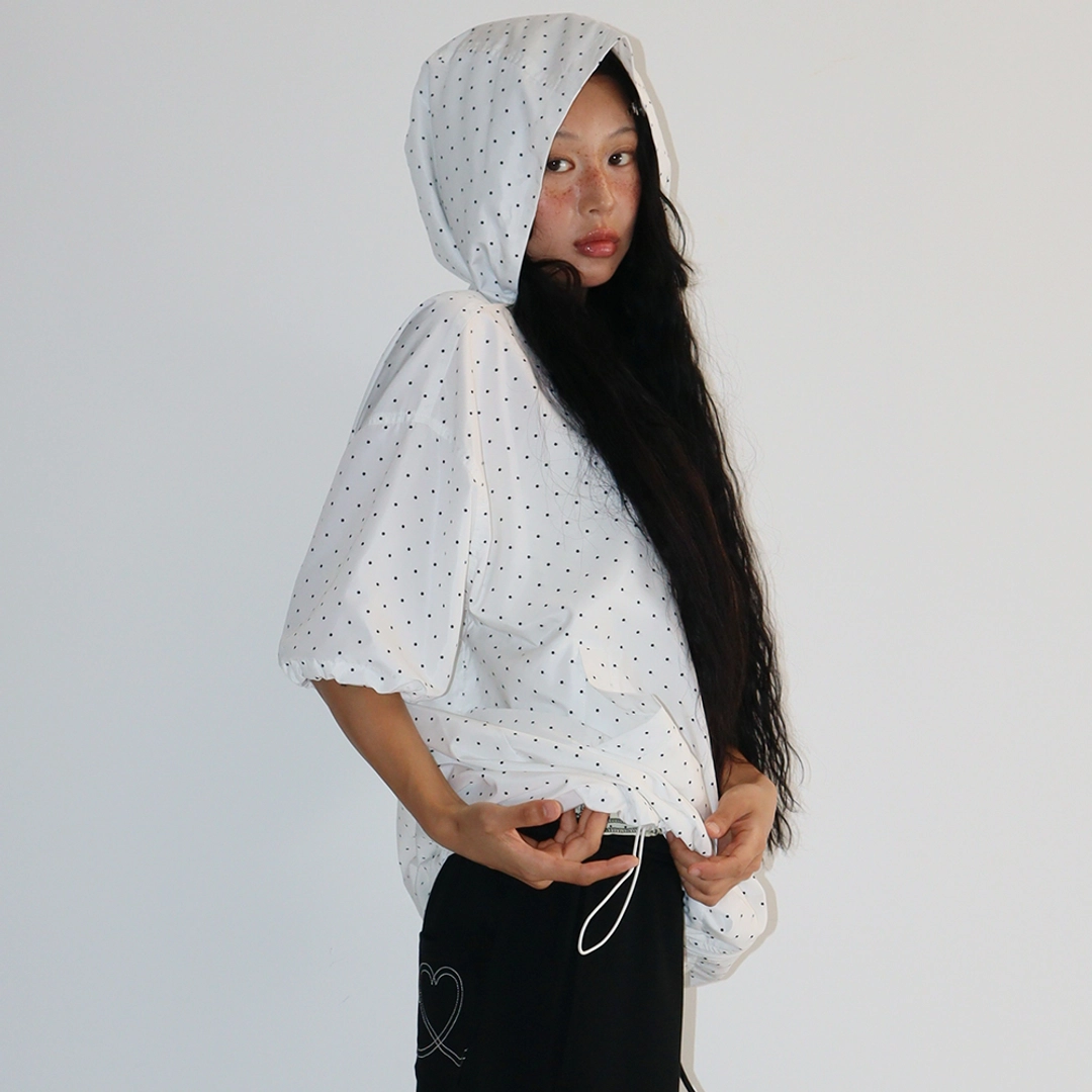 론론 HOODED HALF SLEEVE WINDBREAKER WHITE DOT 상품 이미지 2