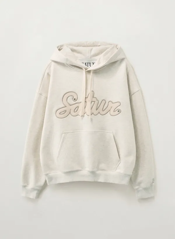 Lugo Denim Patch Hoodie - Oatmeal