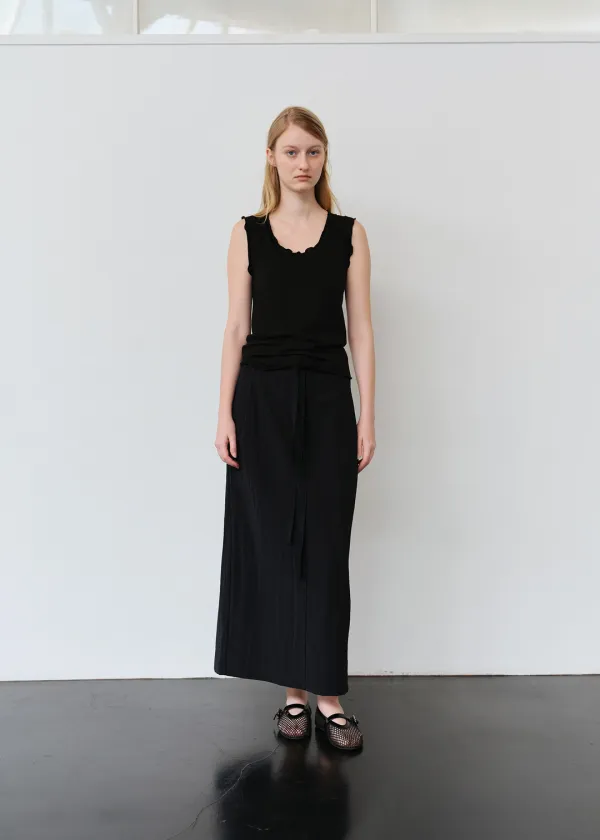 Easy Banding Long Skirt(Black)
