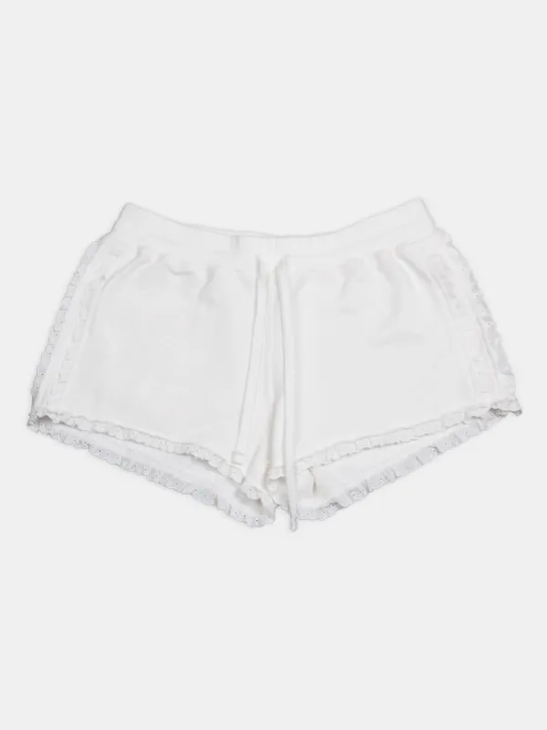lace track shorts (white)