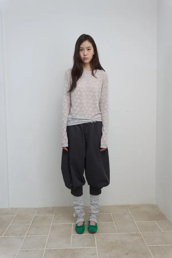 STRIPE FOLDED LEG WARMER_GREY