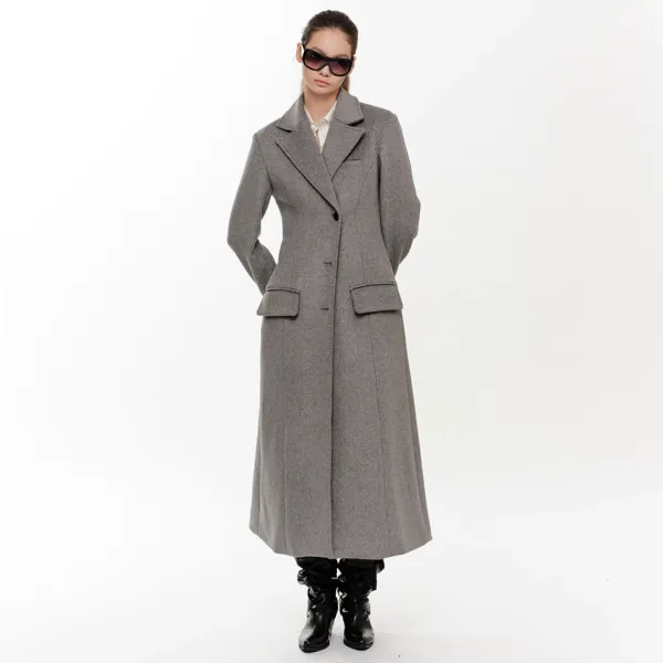 HOURGLASS MAXI WOOL COAT (GREY)