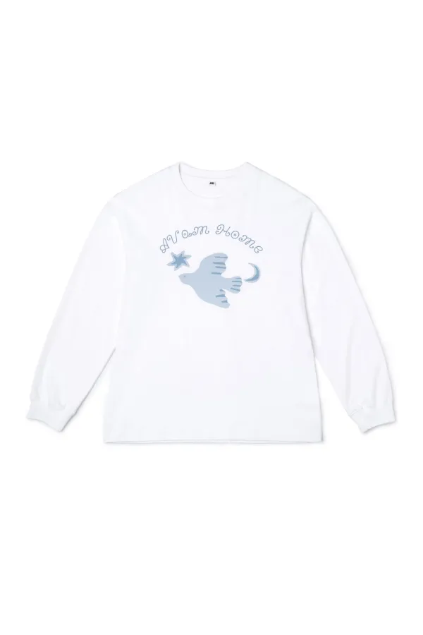 Oversize Bird Long Sleeve Tee White