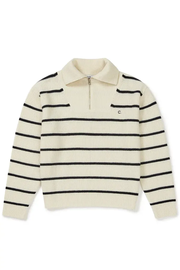 [24FW clove] Half-Zip Knit Sweater (Ivory)