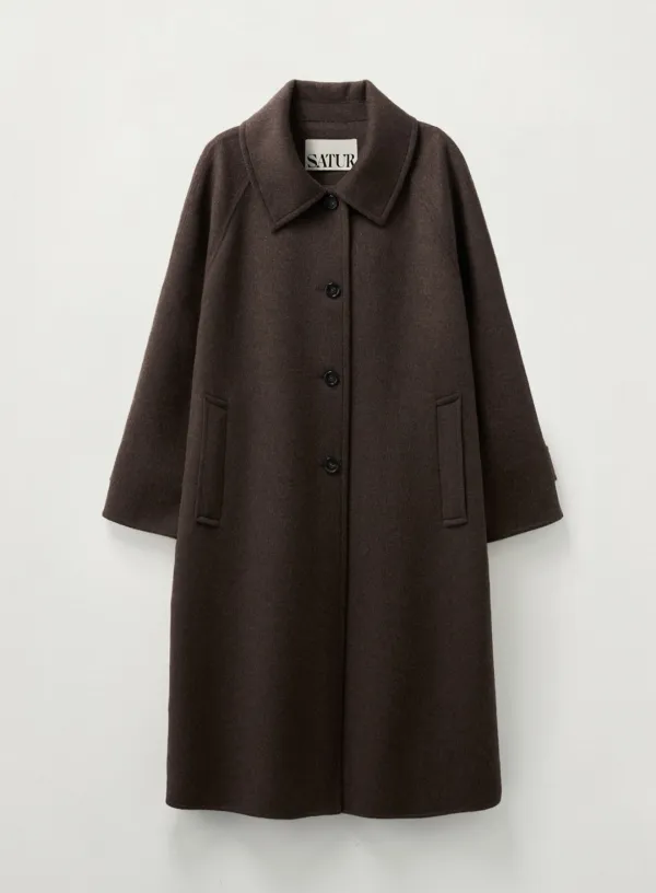 (W) A-Line Wool Blend Single Coat - Brown
