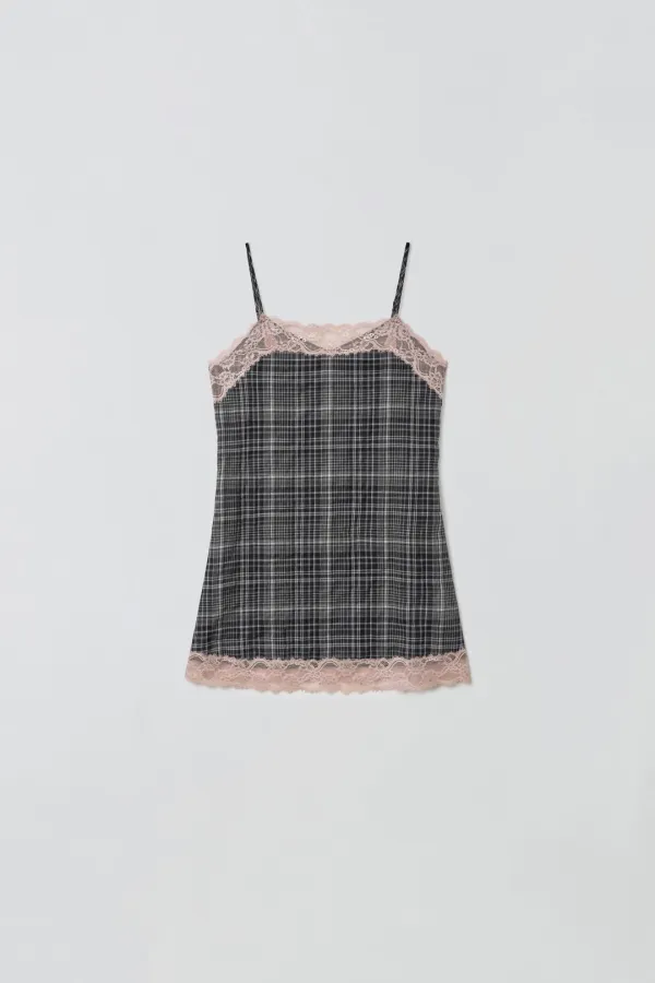 [05.15 순차발송] CHECK LACE DRESS_CHARCOAL
