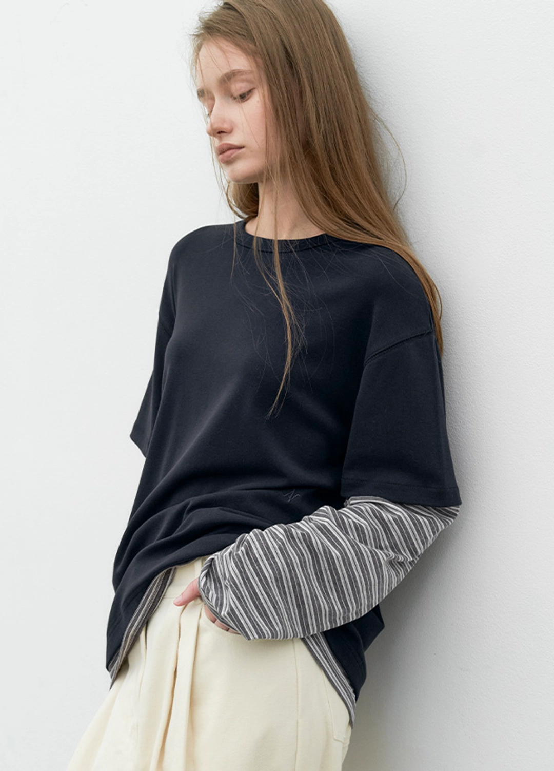 아뜰리에 나인 (T-7281)STRIPE LONG-SLEEVE LAYERD TEE 상품 이미지 2