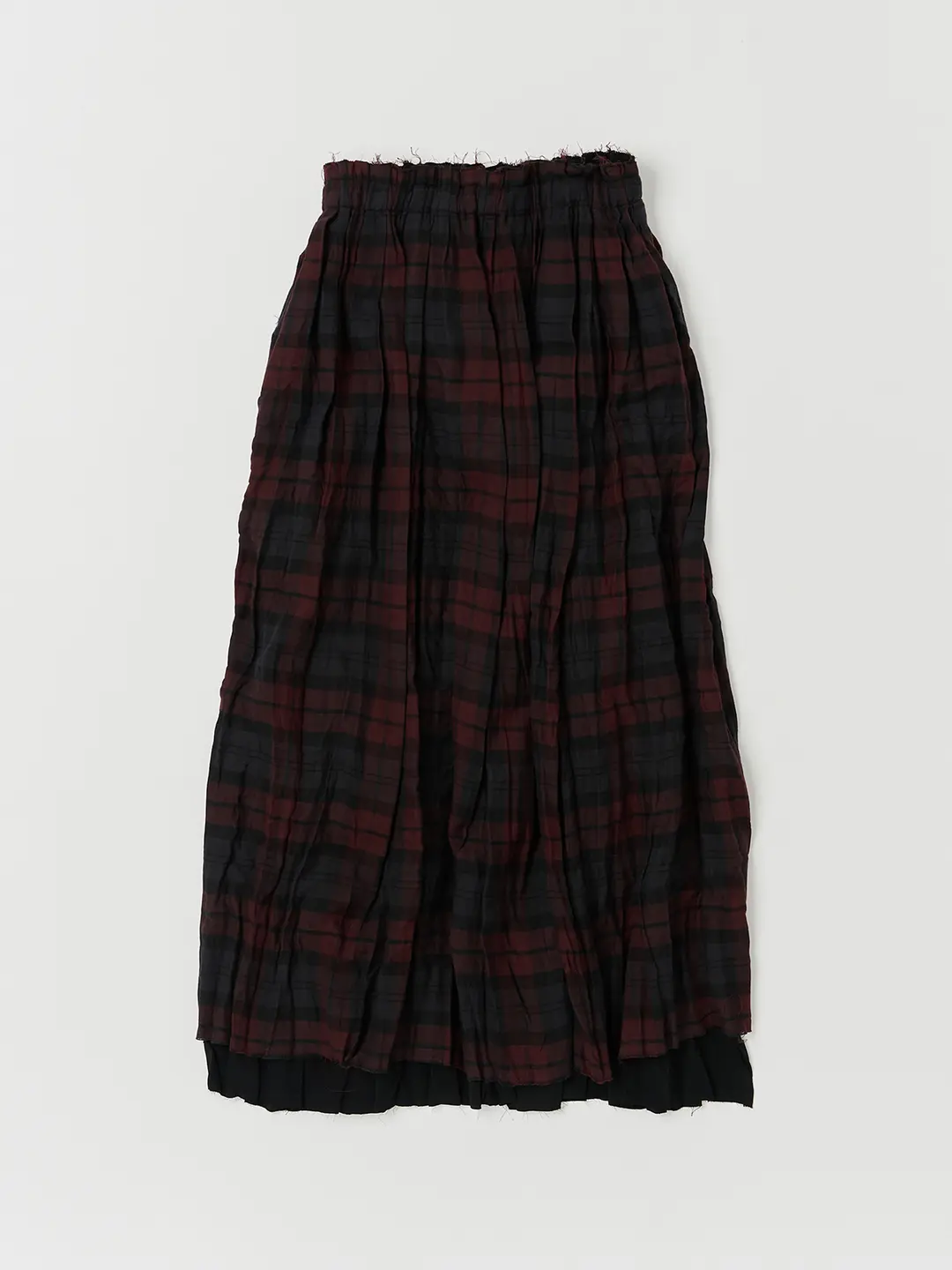 낫띵에브리띵 WRINKLE PLEATED CHECK SKIRT IN DEEP RED 상품 이미지 1