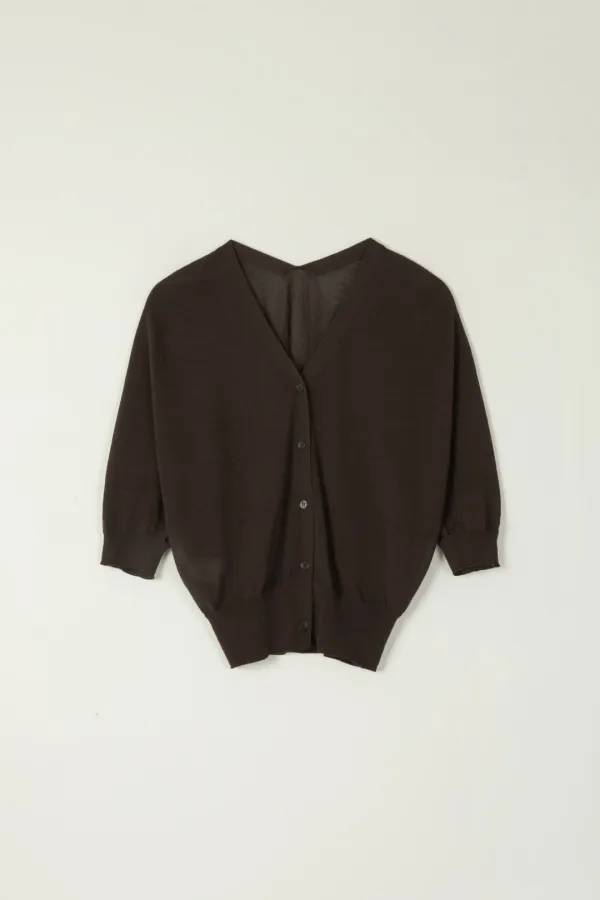 BELGA WHOLEGARMENT KNIT CARDIGAN_BROWN