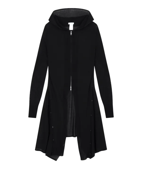 Detach Panel Knit Hoodie / Black