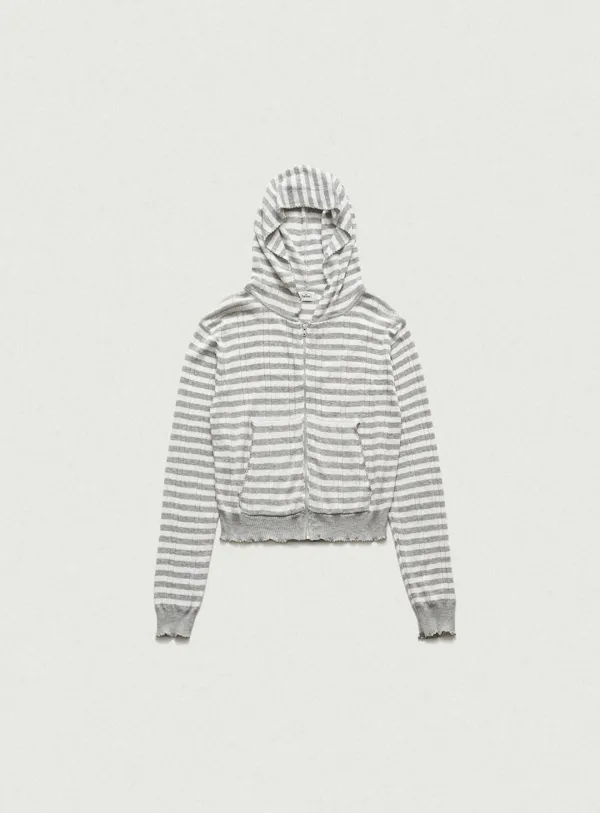 Cotton Eyelet Hooded Knit_Stripe [6월 중순 순차 배송]