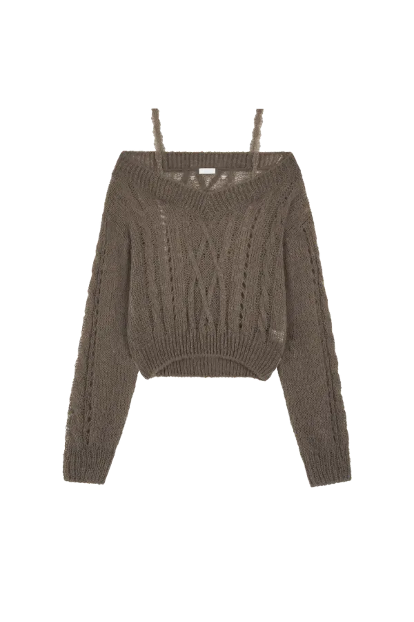 Rose milk lace knit, Cocoa