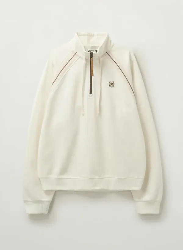 Lawton Half Zip-up Sweatshirt - Cream