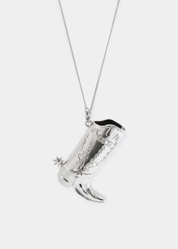 WESTERN BOOT NECKLACE - SILVER