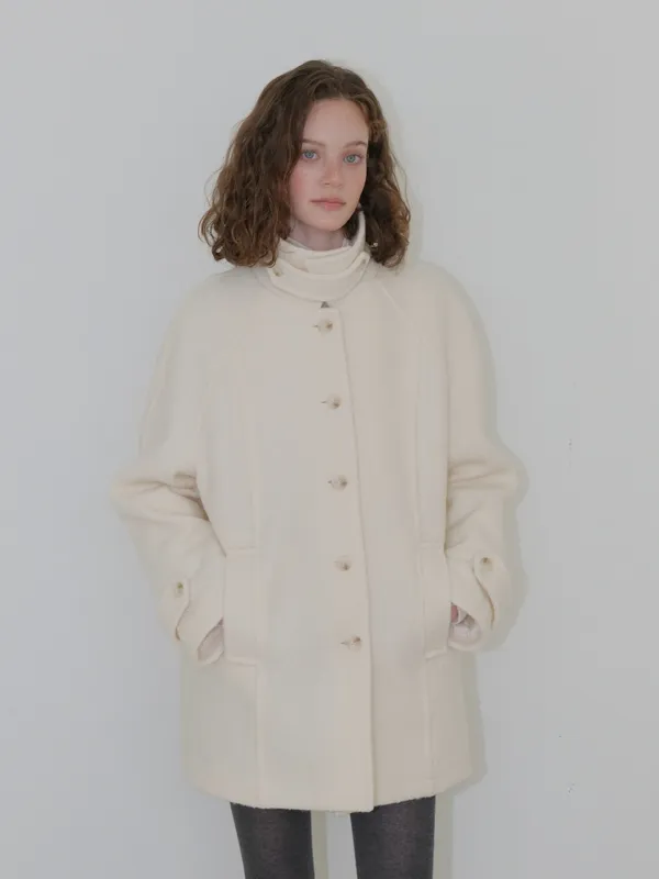 Boucle Stitch Half Coat, Ivory
