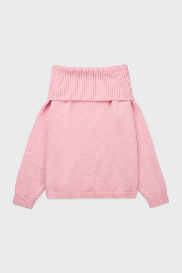 Sheer Off-Shoulder Knit (Pink)