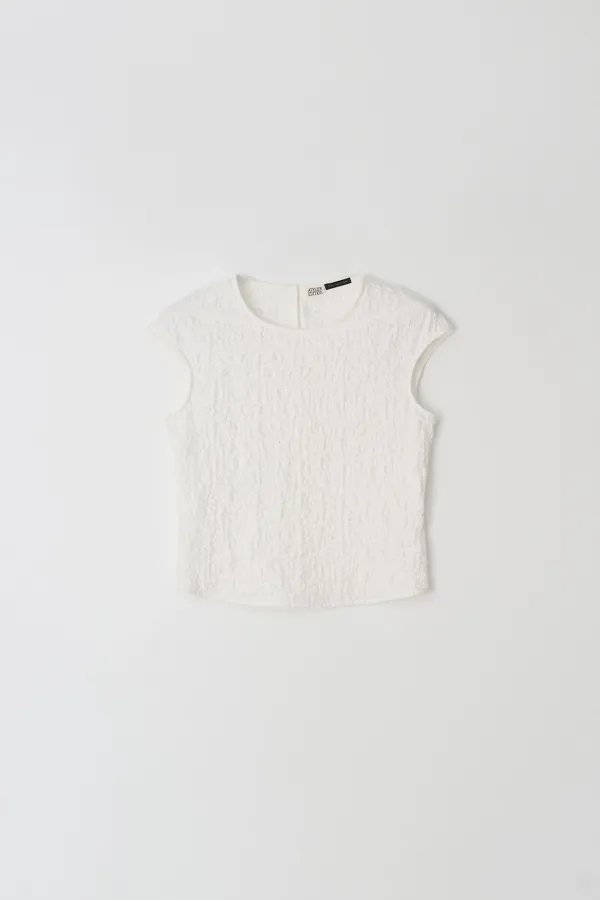 Wrinkle Sleeveless Blouse (white)