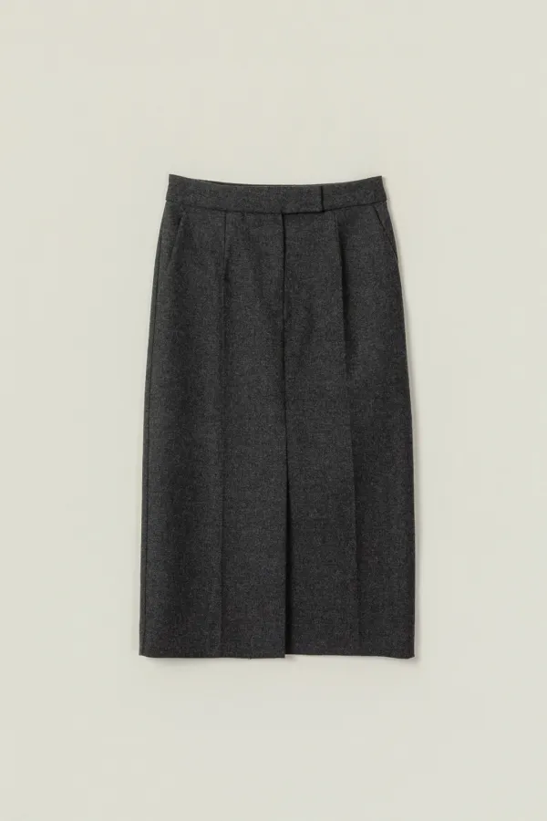 RAYGI H LINE MIDI SKIRT_CHARCOAL