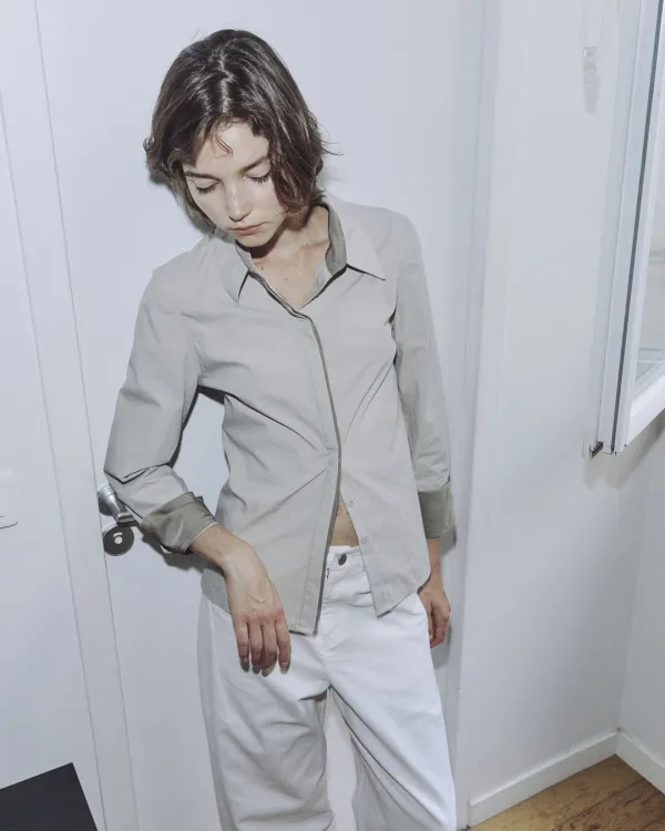 Scarf slim shirts (ash grey)